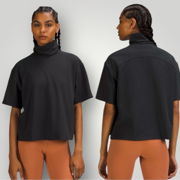 lululemon athletica Tops - Lululemon Mock Neck/Turtleneck Relaxed Black T-Shirt